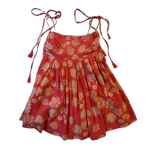 Free People Womens Floral Babydoll Tank Top Size XS Boho Hippie Peasant Festival